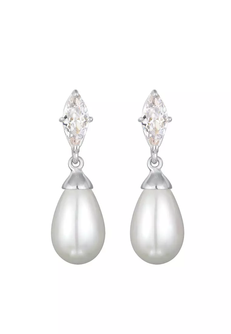 Anting Perhiasan Perak 925 Wanita Stud Zirconia Mutiara