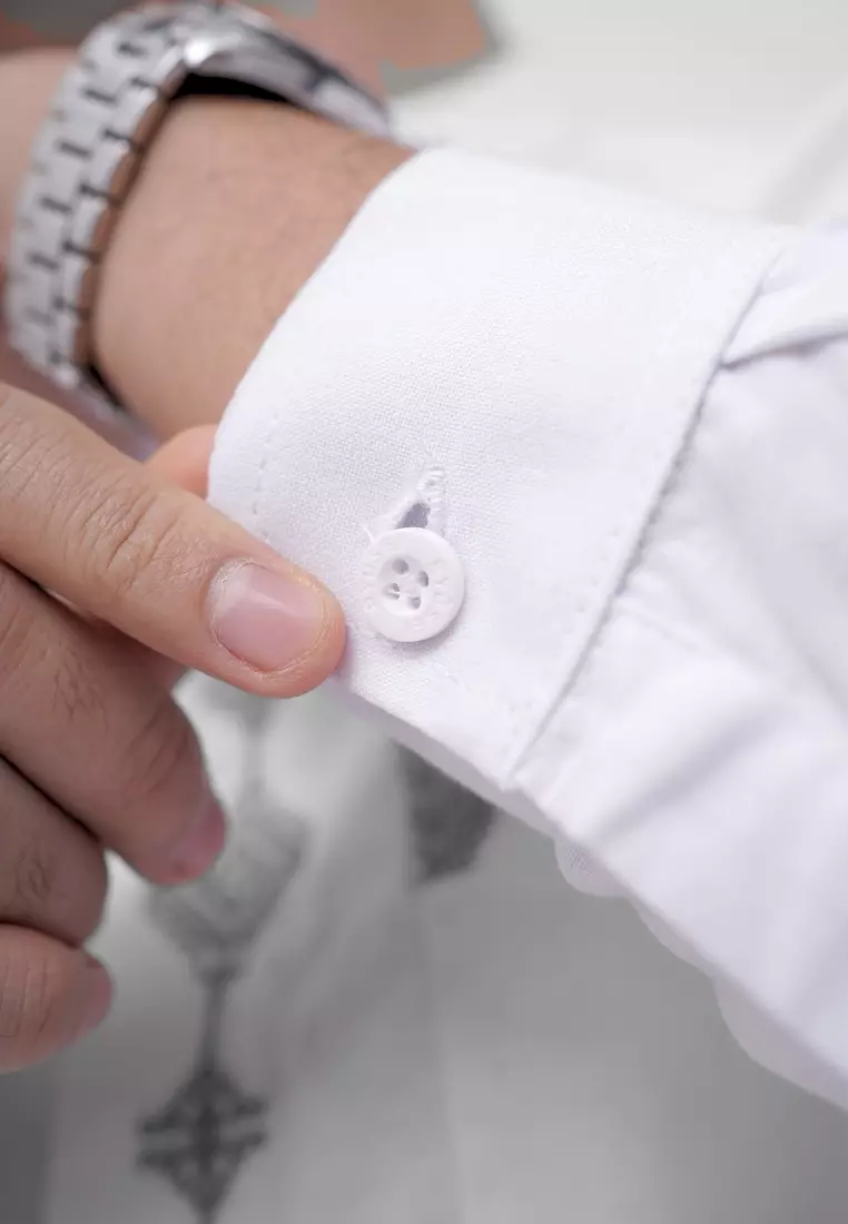 Ryusei Kemeja Kerah Koko Lengan Panjang Hikari White