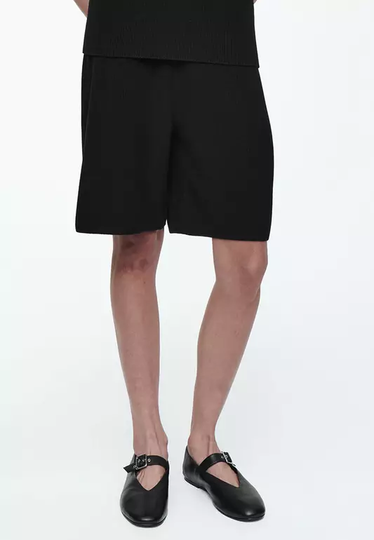 Ribbed-Knit Bermuda Shorts