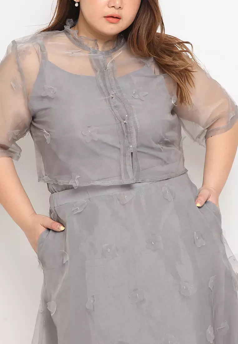 Plus Size Dress Elloise Pearl Grey
