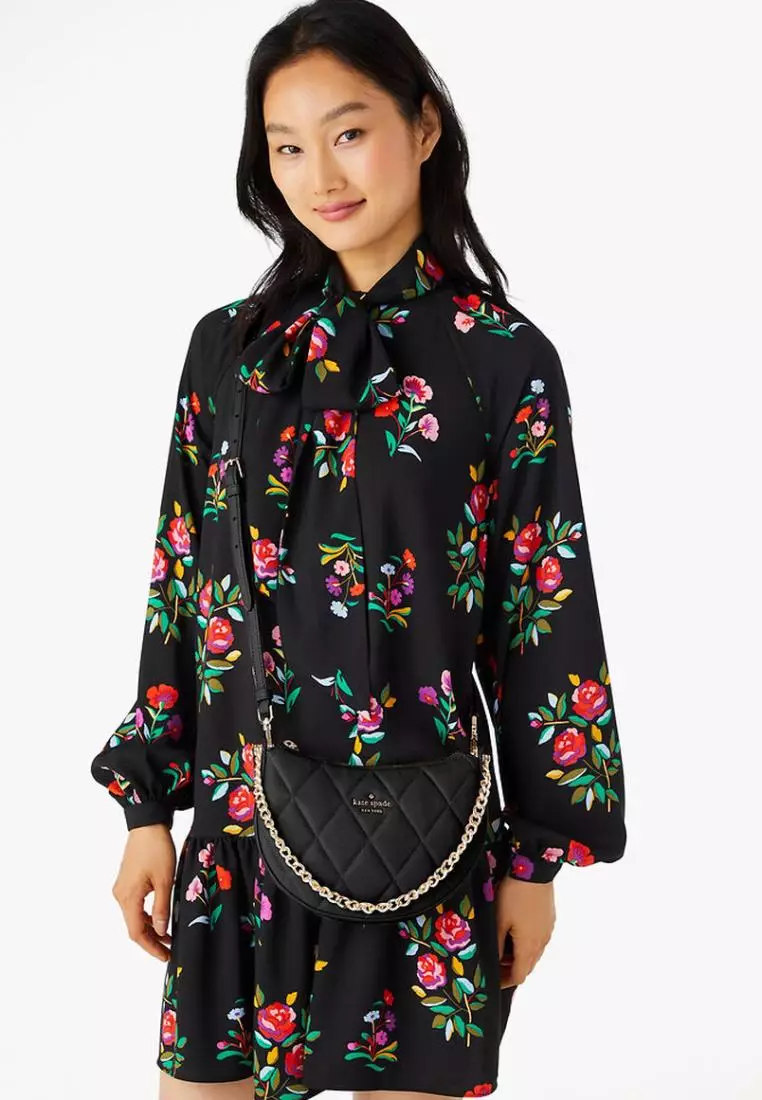 Kate Spade Carey Smooth Quilted Leather Zip Top Crossbody Black