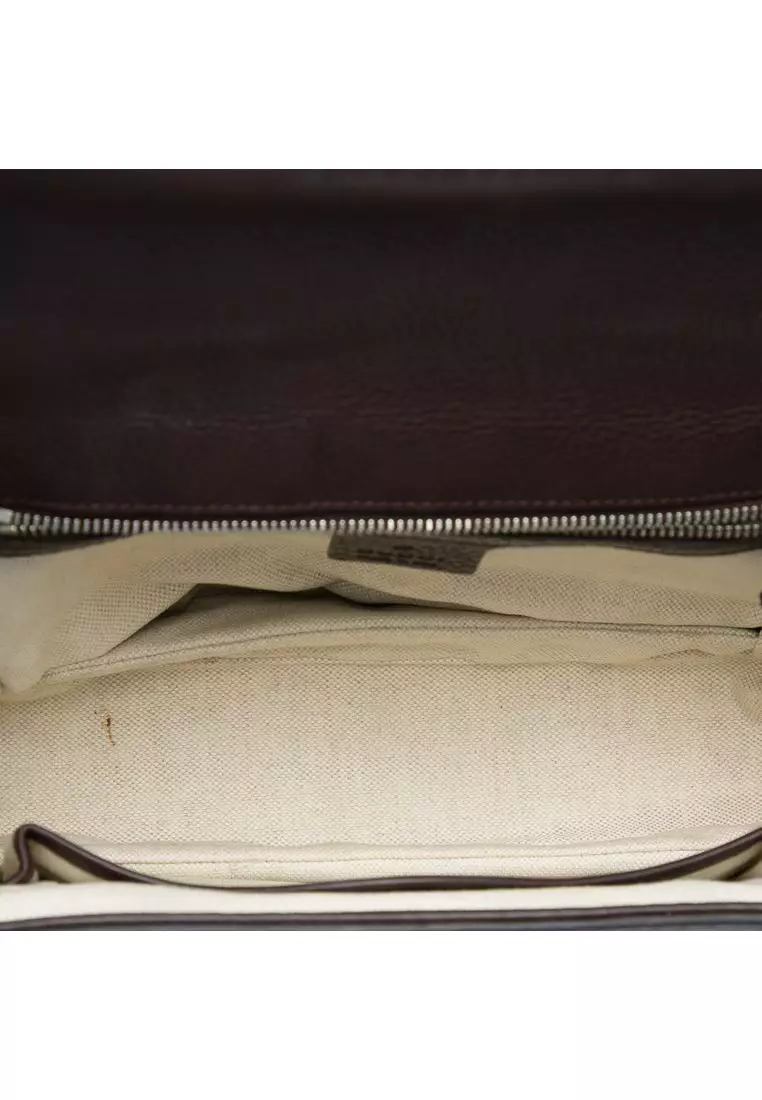 Pre-Loved Gucci Medium Gg Canvas New Bamboo Top Handle Bag