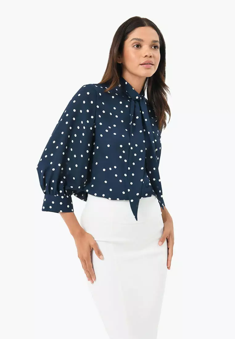 Karis Polka Dot Short Sleeve Blouse