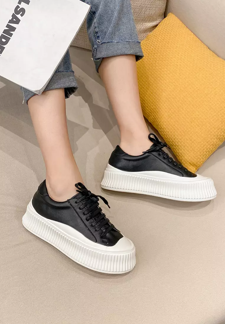 Leather Platform Lace Up Sneakers BS2139/886-1
