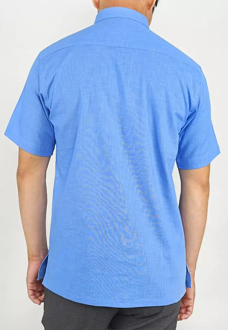 Crocodile LINE Blue 13 - Men Shirt Kemeja Lengan Pendek - Relax Fit