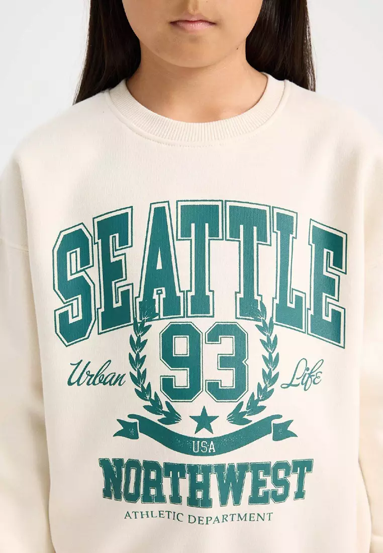 Relax Fit Crew Neck Printed Sweatshirt