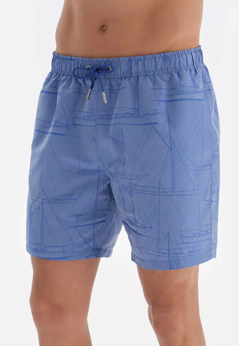 Indigo Shorts, Sail Printed, Regular Leg, Swimwear for Men