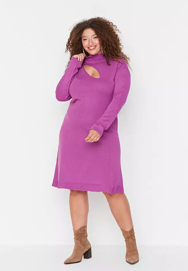 Purple sweater dress best sale plus size