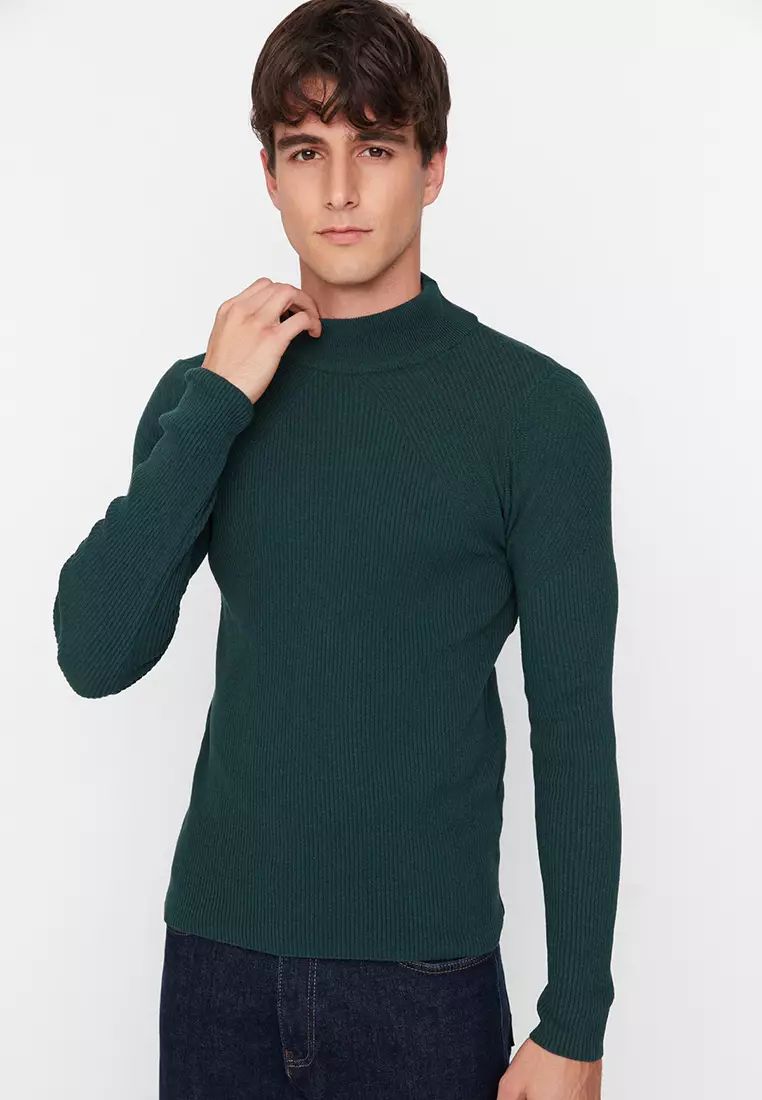 Jual Trendyol Fitted Tight Fit Half Turtleneck Corduroy Knitwear ...