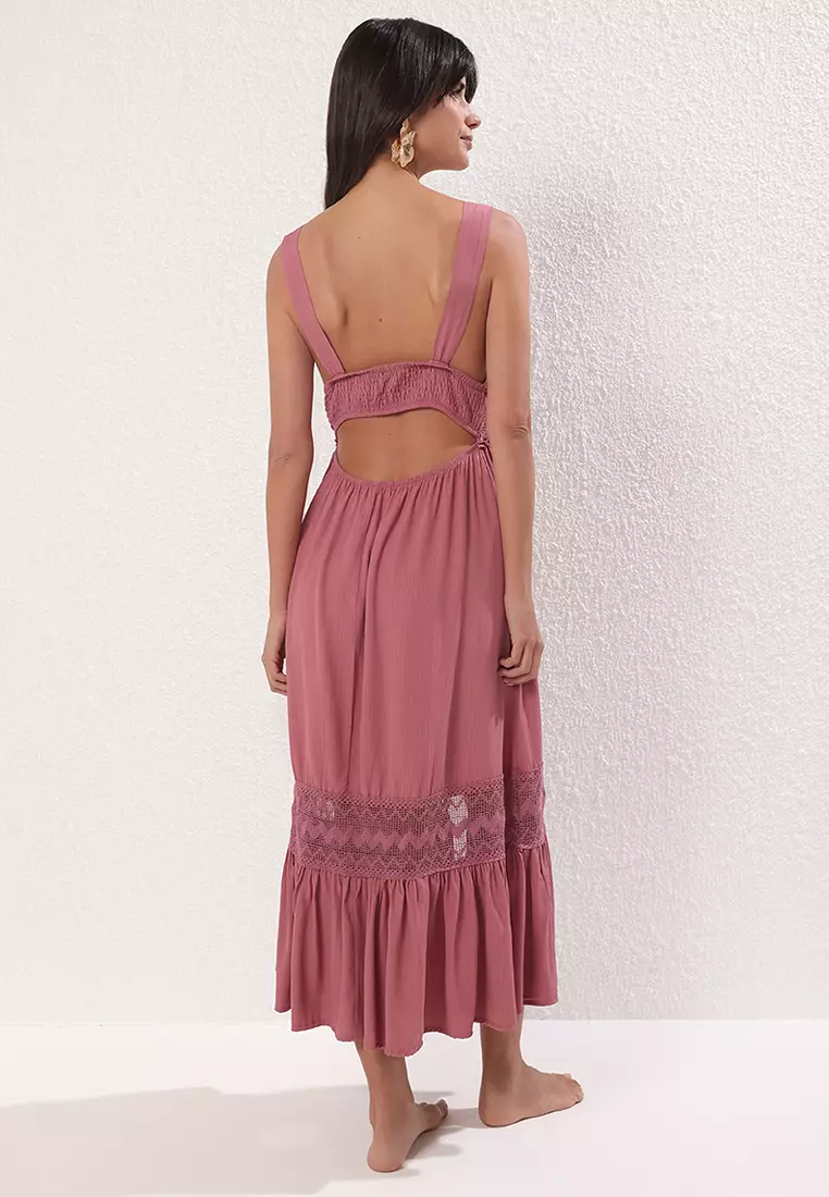 Trendyol Dusty Rose Maxi Woven Pocket Detailed Lace Beach Dress  TBESS25EL00064 2026 | Buy Trendyol Online | ZALORA Hong Kong
