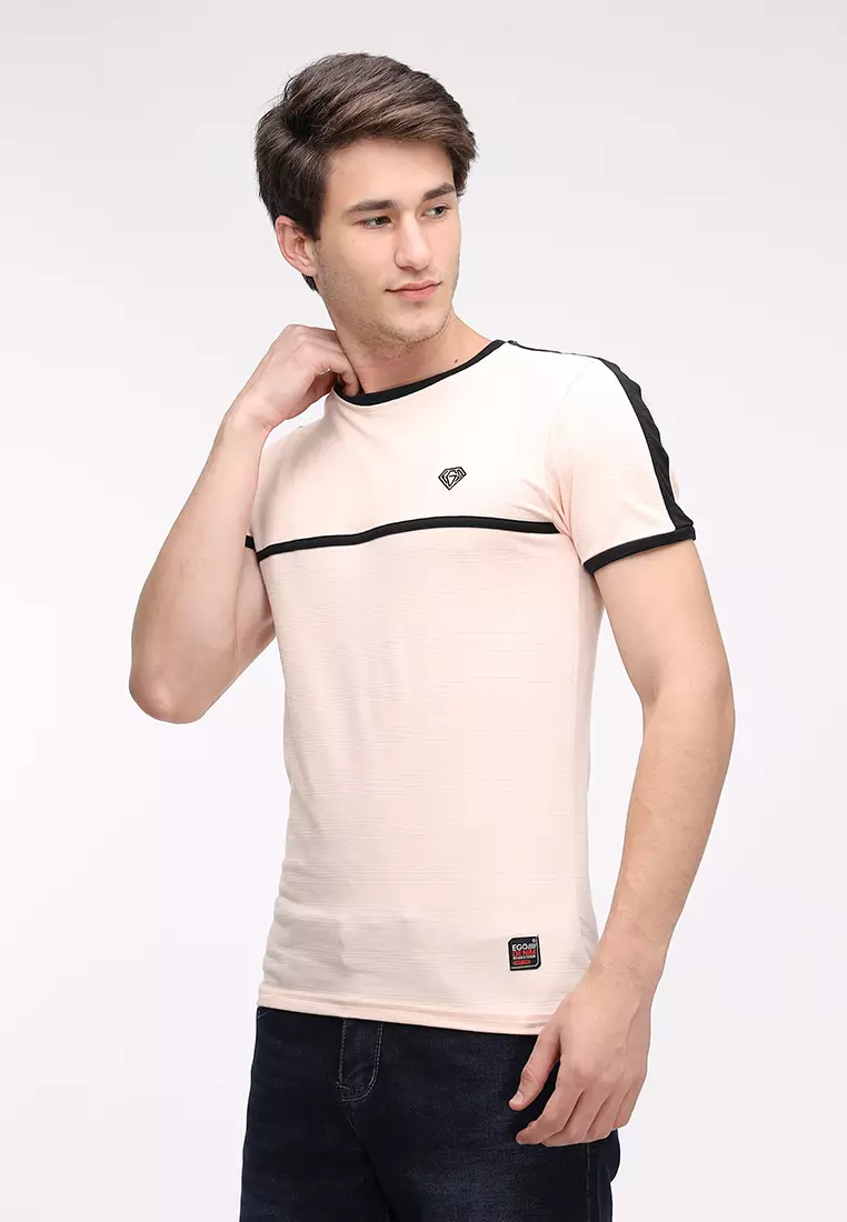 Round Neck Streaky Short Sleeves