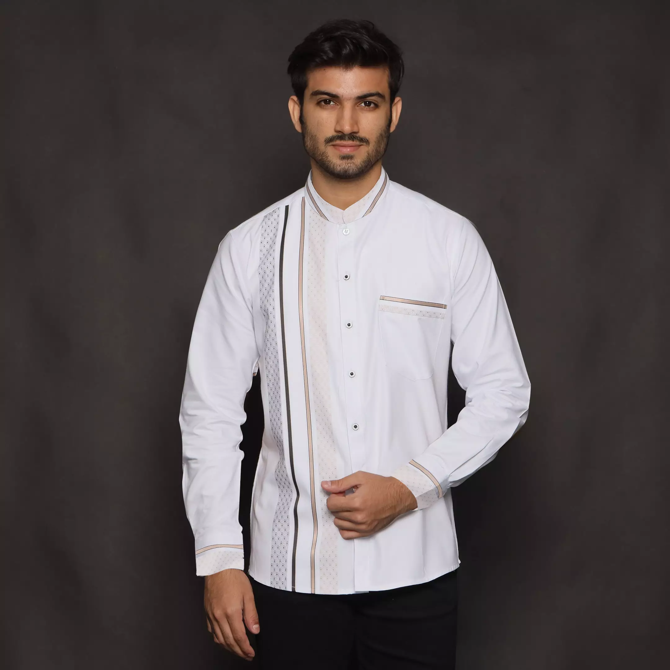 Casella Baju Koko Pria Lengan Panjang Exclusive | Baju Koko Azhar Lengan Panjang 9942 White