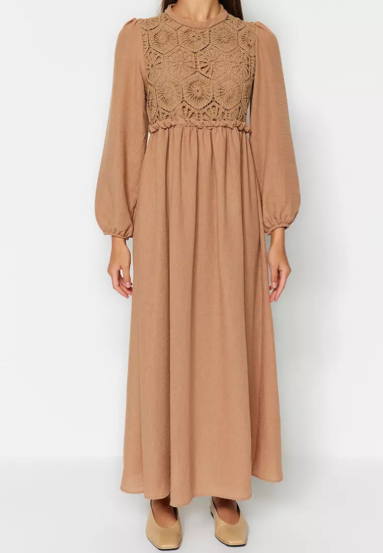 Crochet Detail Woven Dress