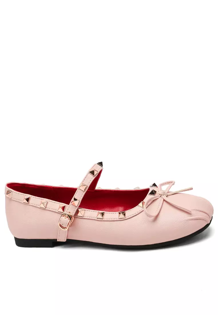 Twenty Eight Shoes Bow Ruched Studded Round Toe Mary Jane Shoes WW529-1
