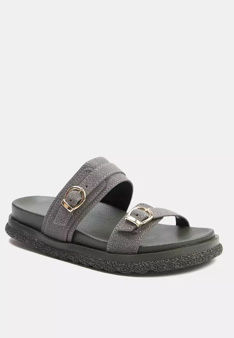 Double Buckle Thick Sole Sandals