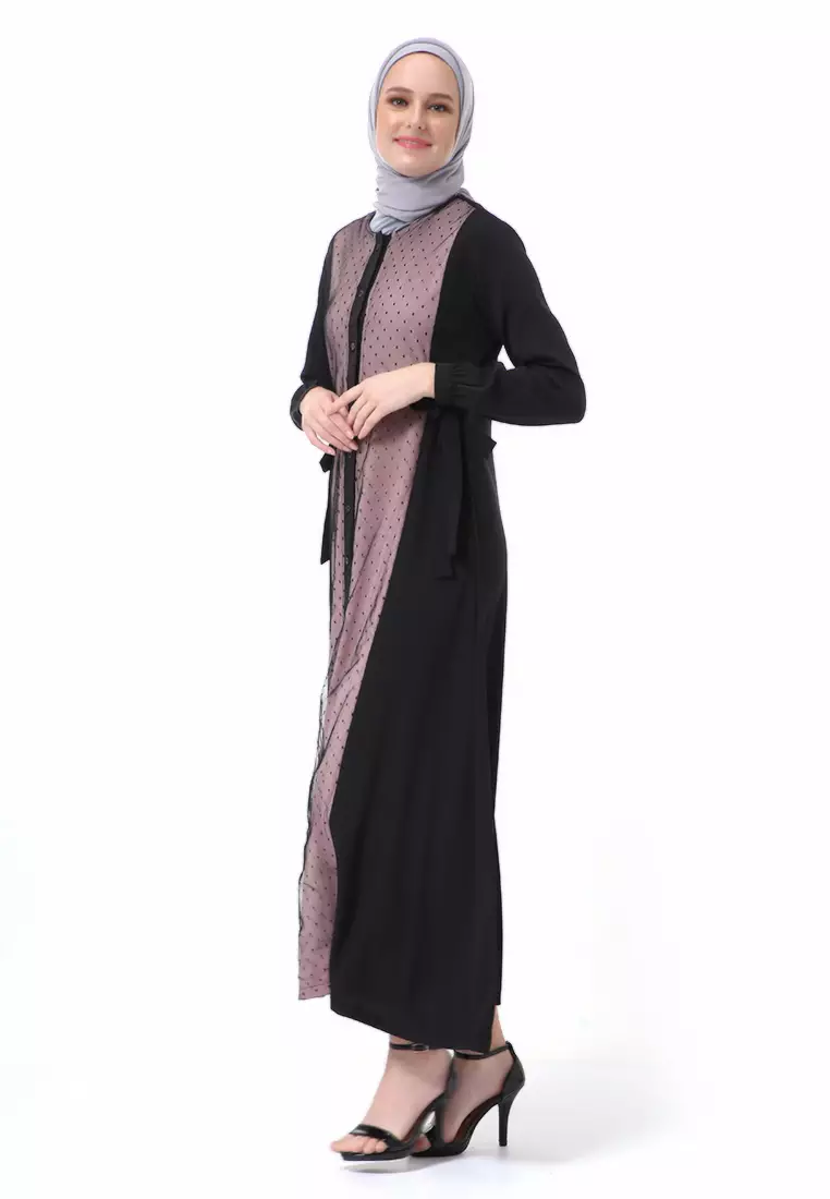 Palupi Dress Gamis Muslimah Wanita Lengan Panjang Regular Fit High Quality - Pink