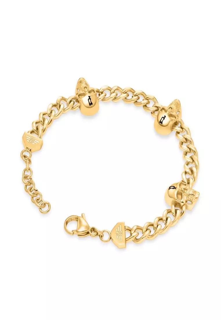 Police Vertex Gold Stainless Steel Bracelet For Men PPEAGB0000906