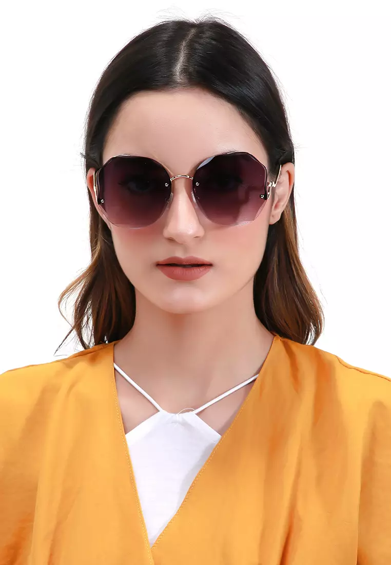 Revika Kacamata Frame Classic Polarized UV Sunglasses Wanita Material Stainless Steel ORIGINAL - Gradient Gray