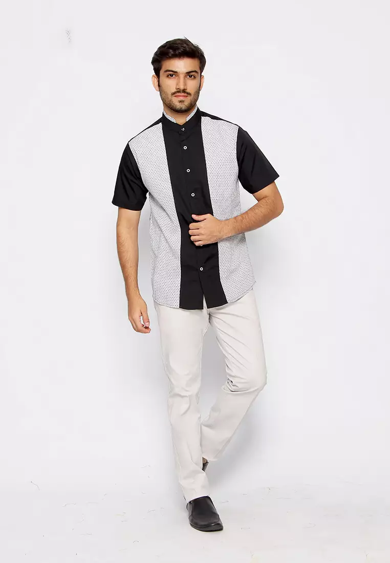 Casella Baju Koko Pria Lengan Pendek Exclusive | Baju Koko Rashid Lengan Pendek 4070 Black