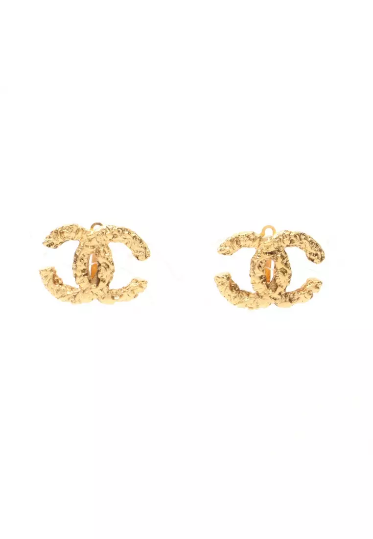 Buy Chanel Pre loved Chanel coco mark earrings GP gold 93A 2024