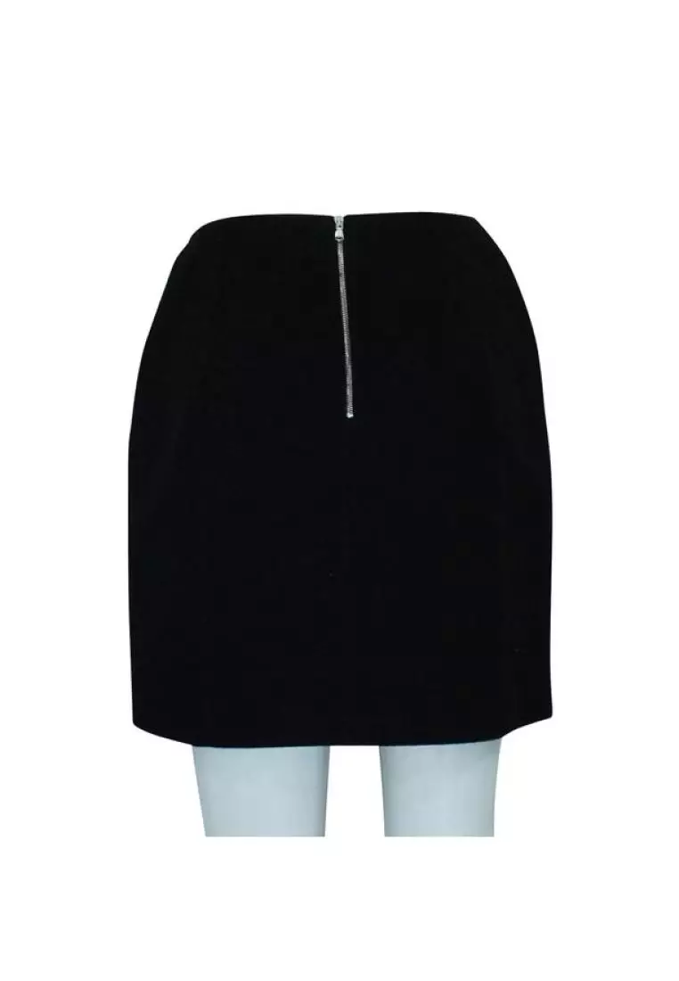 Black wool mini skirt designer shop