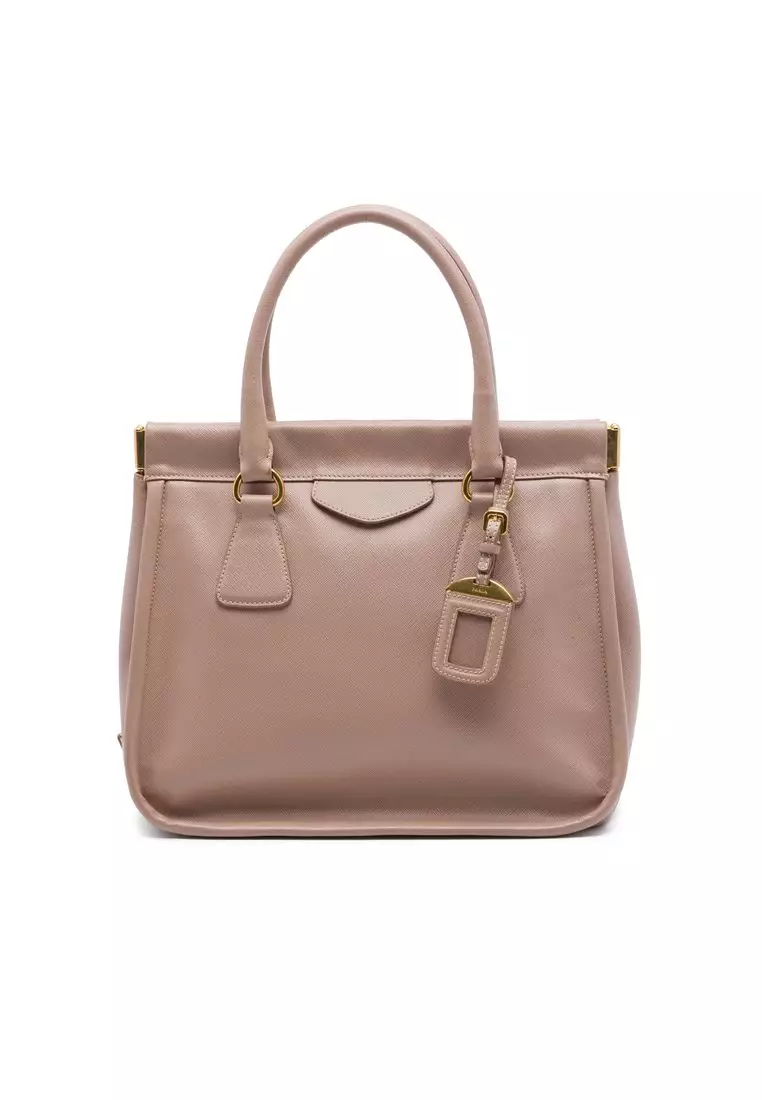 Pre-Loved Prada Saffiano Lucido Top Handle Frame Tote