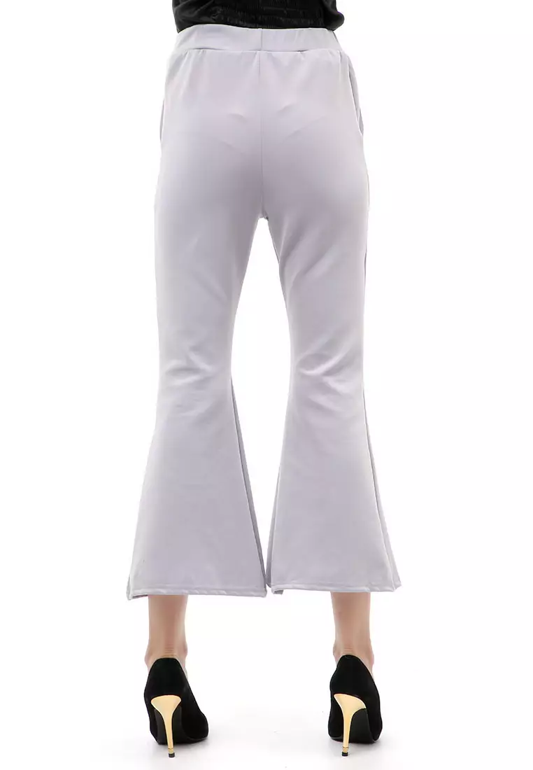 Jourel Long Pants Celana Panjang Casual Wanita Cutbray Split Comportable Material Scuba ORIGINAL - Gray Silver