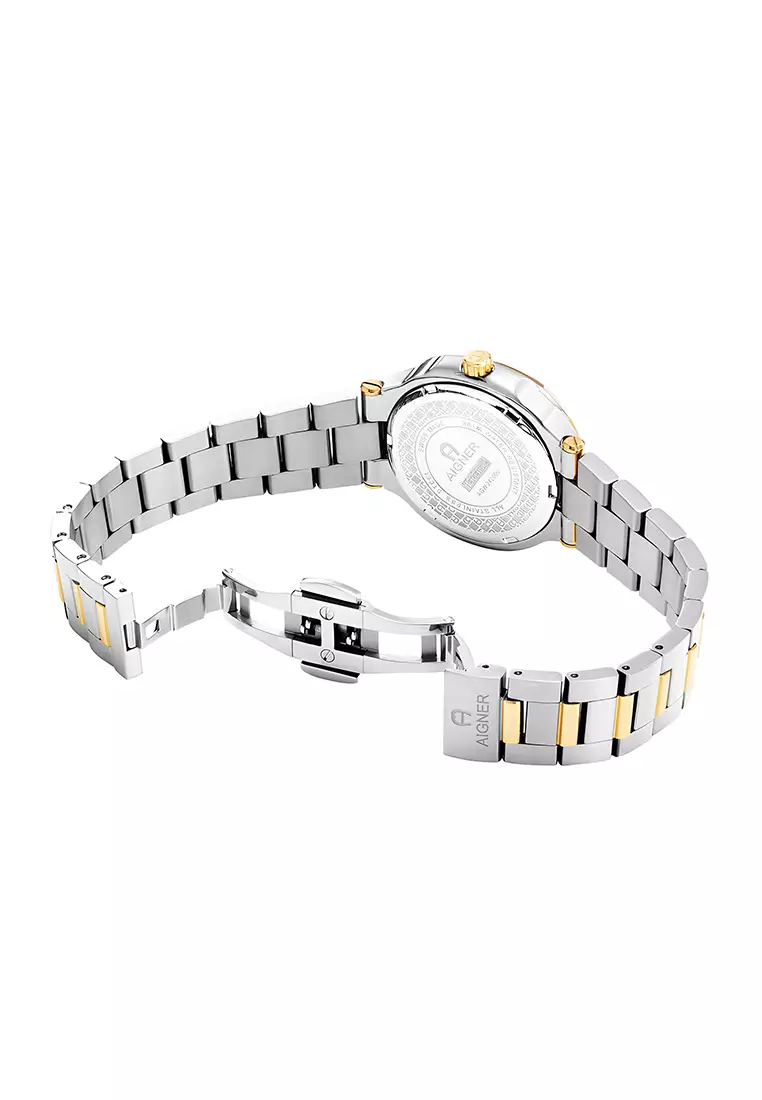 Jam Tangan Wanita AIGNER Taviano AGW-242001 Silver Gold - Stainless Steel