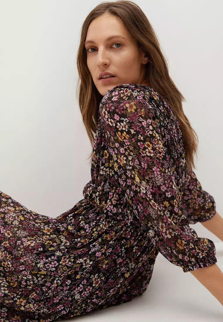 Printed Pleated Dress