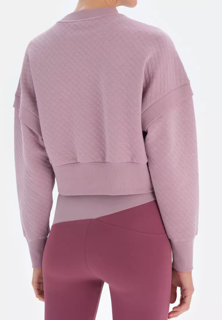 Lilac Sweatshirt, Crew Neck, Cropped, Long Sleeve Activewear for Women