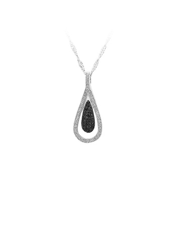 Buy Glamorousky 925 Sterling Silver Pendant With White And Black Cubic Zircon And Necklace Online On Zalora Singapore