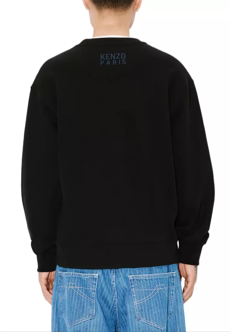 Men's Sweatshirt With Happy Tiger Patch In Black FF55SW2624MF