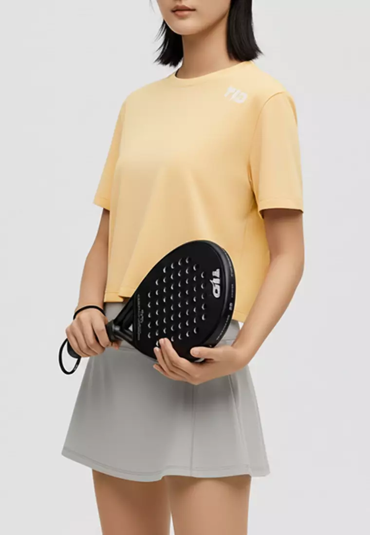 LSE16 Kaos Padel Top Crop T Shirt Olahraga Dryfit Wanita pastel yellow