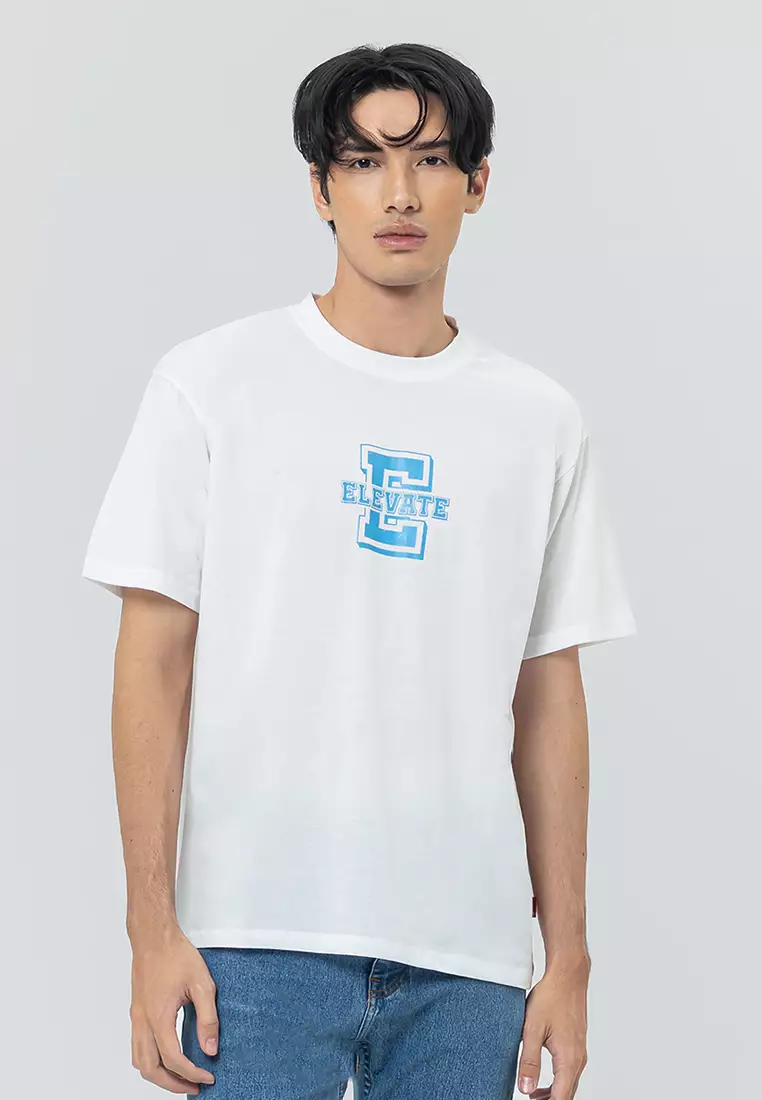 ELEVATE BRIGHT WHITE Kaos Pria Lengan Pendek SS - Top Man Graphic Tee
