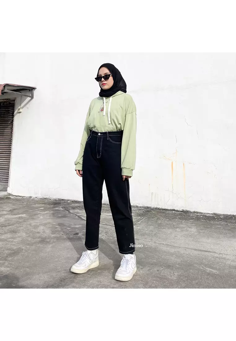 Highwaist Mom Jeans Black Oreo 352 BREAK FREE