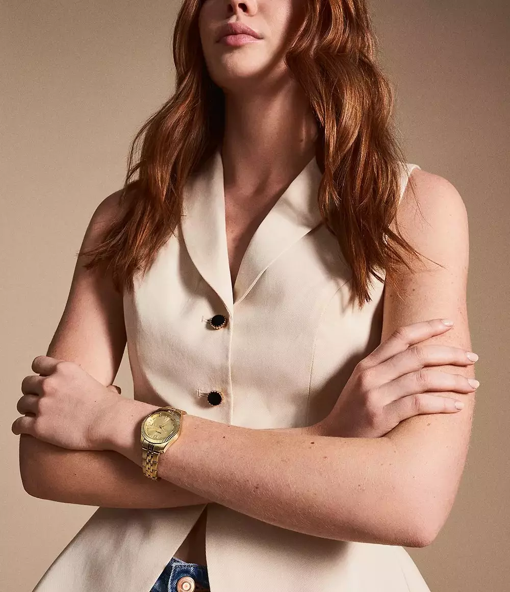 Fossil Scarlette Analog Gold Strap Jam Wanita 38MM ES5338