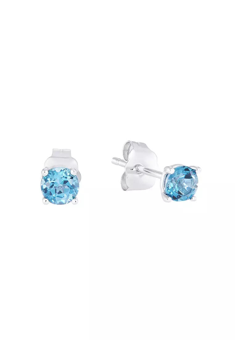 HABIB Landon Blue Topaz Gemstone Earrings in 375/9K White Gold 456980422(WG)-LBTO