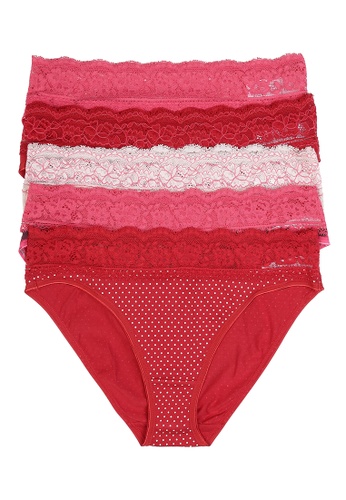 MARKS & SPENCER pink M&S 5 Pack Lace Waisted Animal & Dots Print High Leg Knickers 2963DUS4D8A7C3GS_1
