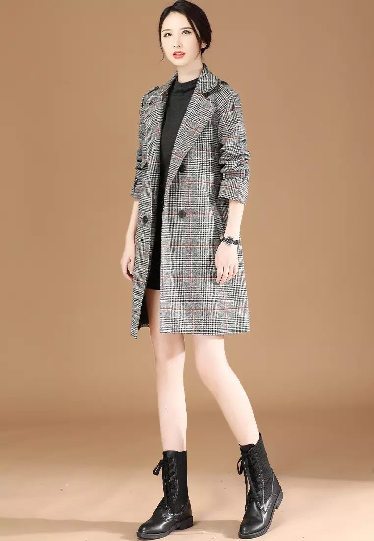 Girls checked coat store