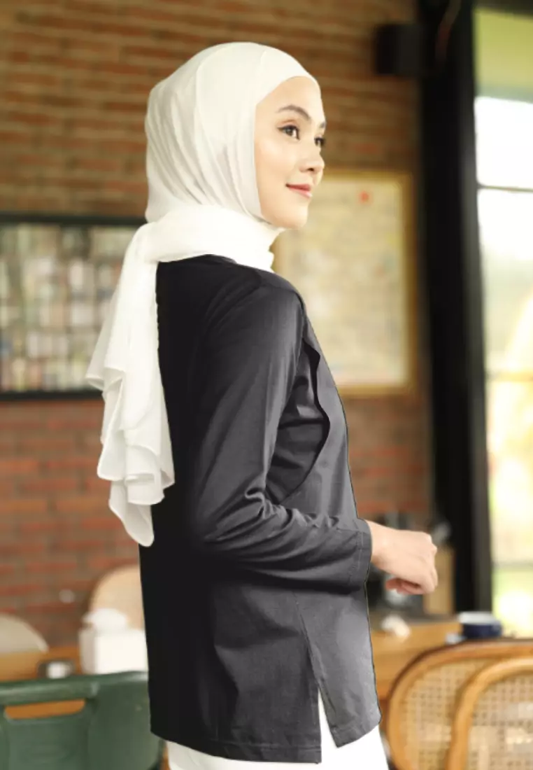 Momira Nursing Long Sleeve T-Shirt | Atasan Basic Lengan Panjang | Kaos Ibu Menyusui - L