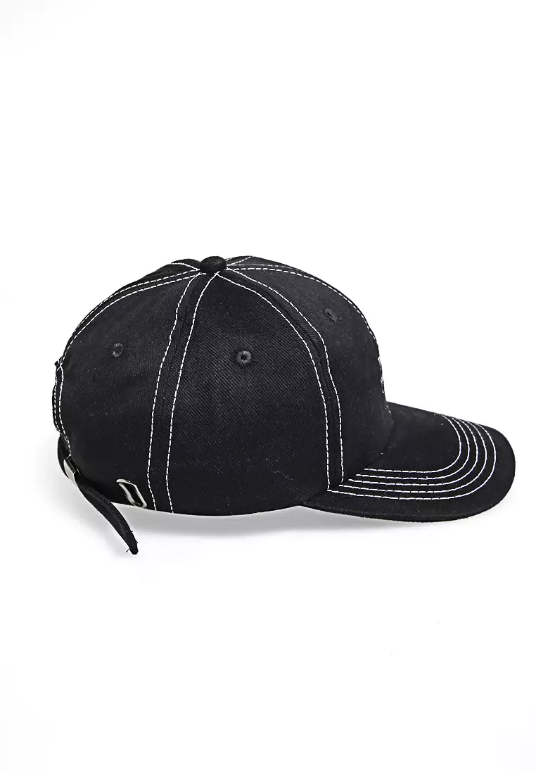 Drsh Aksesoris Fashion Topi Baseball Caps Unisex Desain Bordir Prioritize Material Rafel Denim ORIGINAL - Black
