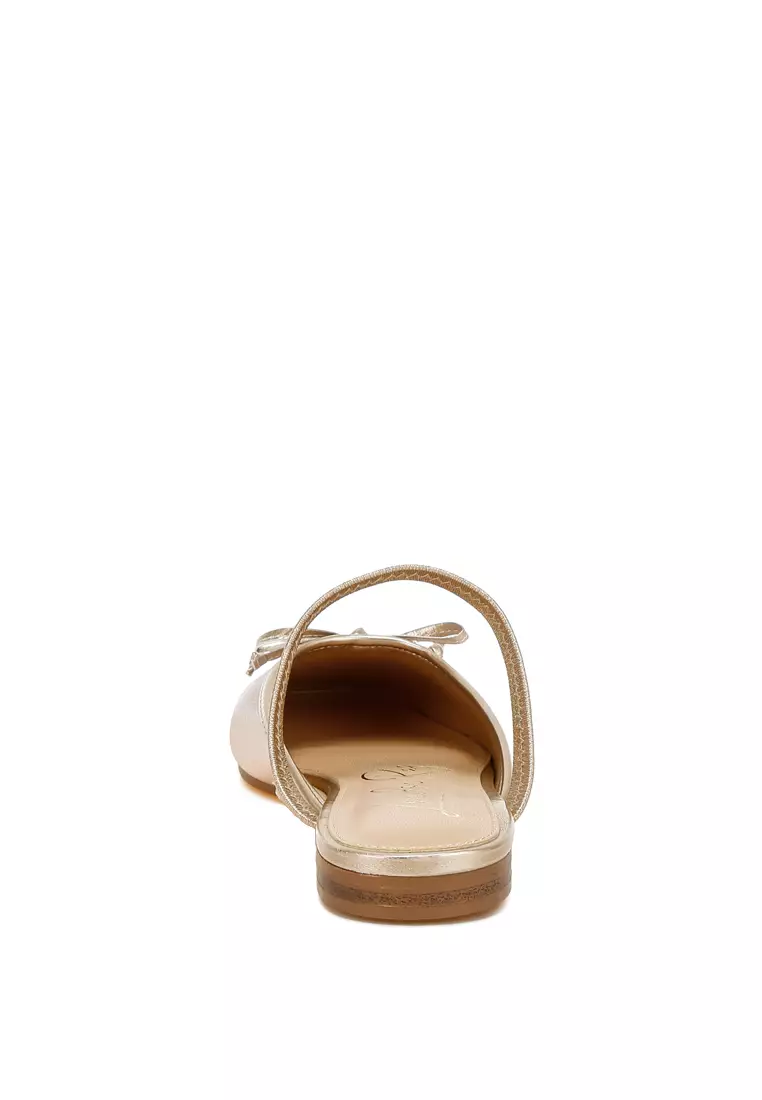 Sandal Balet Glitter Emas Sampanye