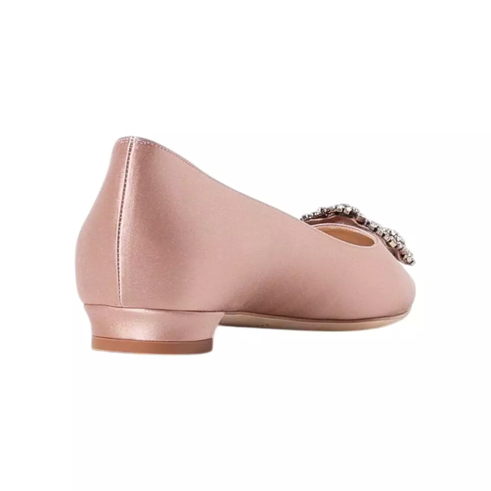 Hangisi Flat Satin LSMOR Crystal Buckle Ballerinas Dark Pink