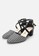 La Vita e Bella black Giselle Cross Pointed Toe Sepatu Heels Houndstooth D7065SHDF47A7BGS_4