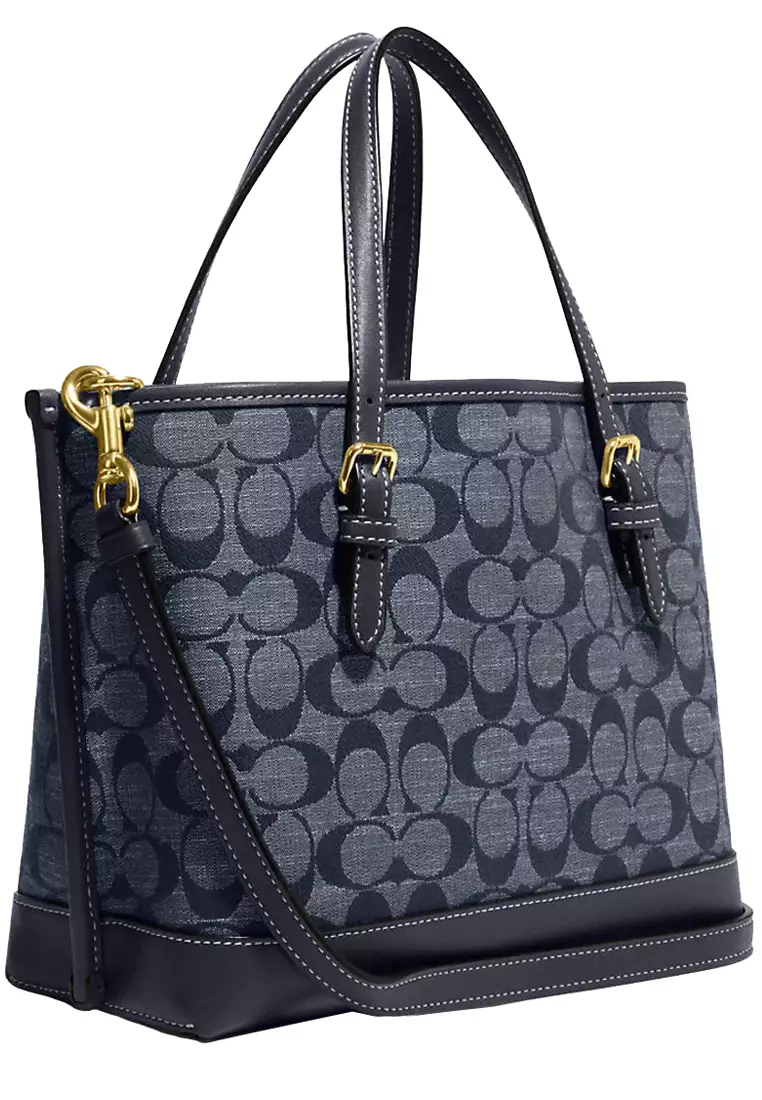 Saddle bag charm top in signature chambray