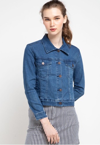 Jual Denim Crew Women Cropped Denim Jacket Original Zalora Indonesia