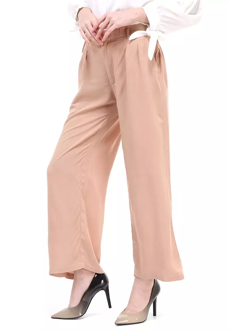 Sasha Loose Pants Celana Panjang Bawahan Wanita Premium Quality - Cream