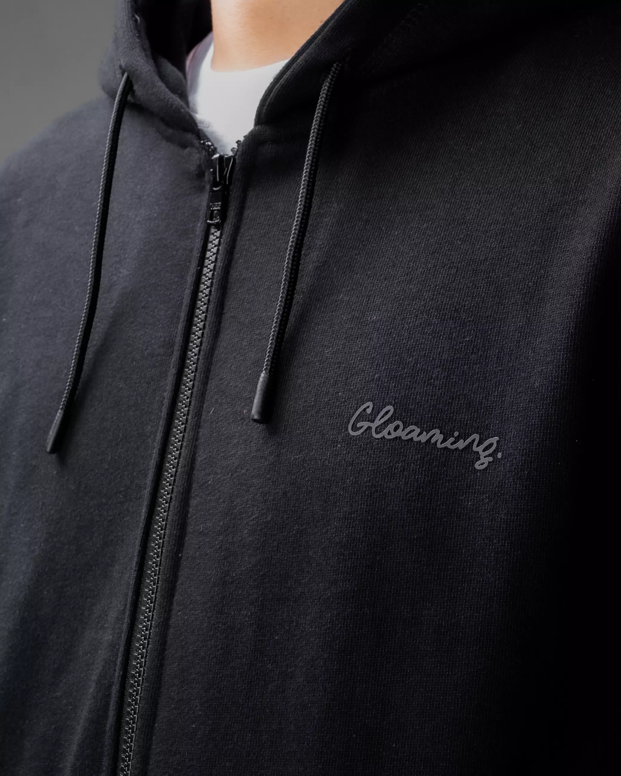 Gloaming Zipper Hoodie 440 Gsm Emboss Super Heavy Fleece Black