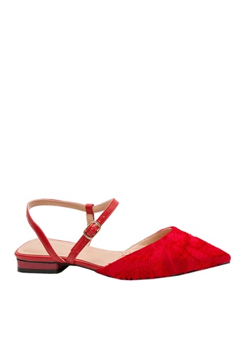 Twenty Eight Shoes red VANSA Ankle Strap Pointed Low Heel Shoes VSW-F619010 C5F74SH77A8398GS_1