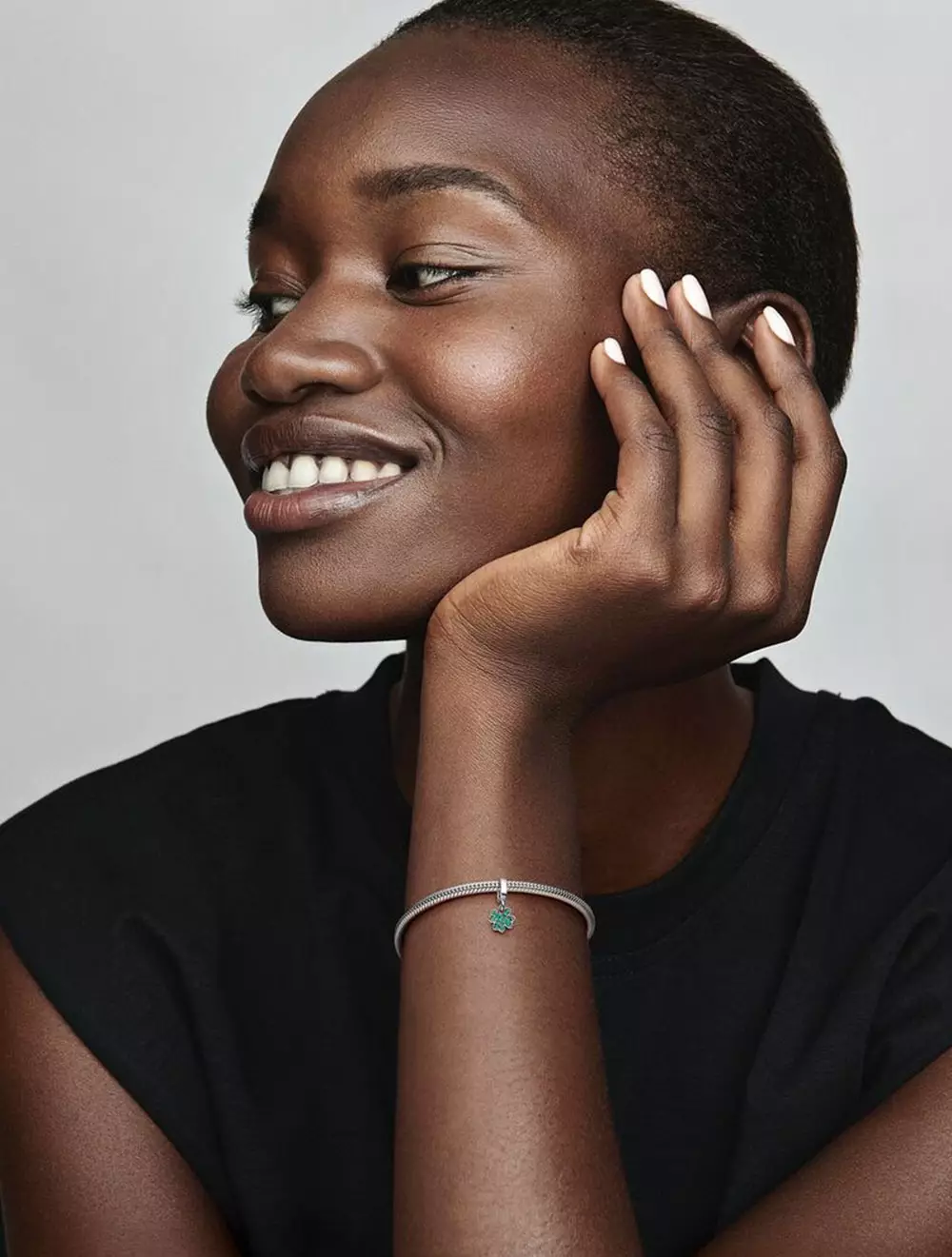 Clover sterling silver dangle with royal green crystal